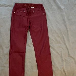 VIP butt lift skinny jeans. Size 00. Maroon/ burgundy color.